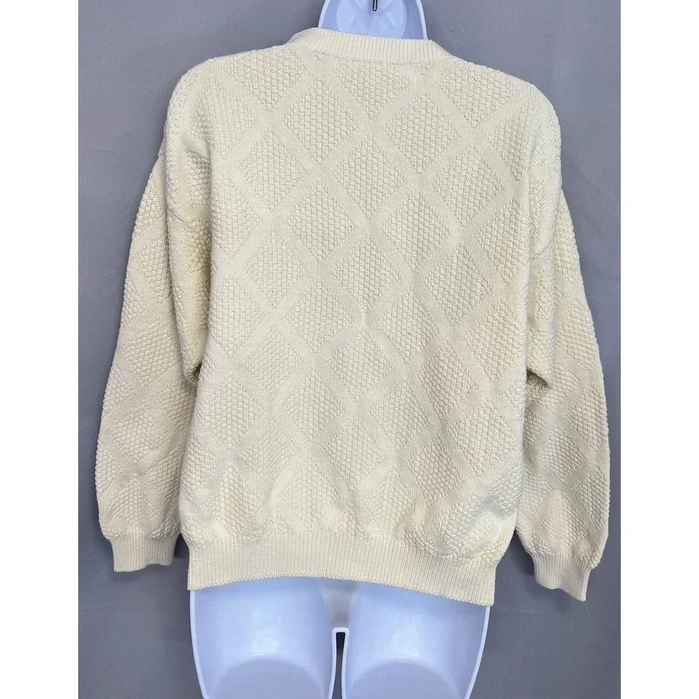Vintage Talbots Ivory Rombo Women's Sz Medium Made USA ‎ Y2K